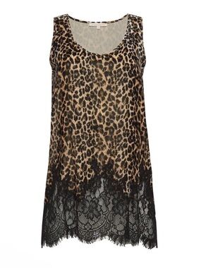 Leopard Print Camisole Tunic with Black Lace Hem